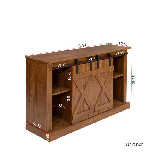 Soporte para TV con puerta de granero corrediza Farmhouse para TV de hasta 65 pulgadas, color blanco