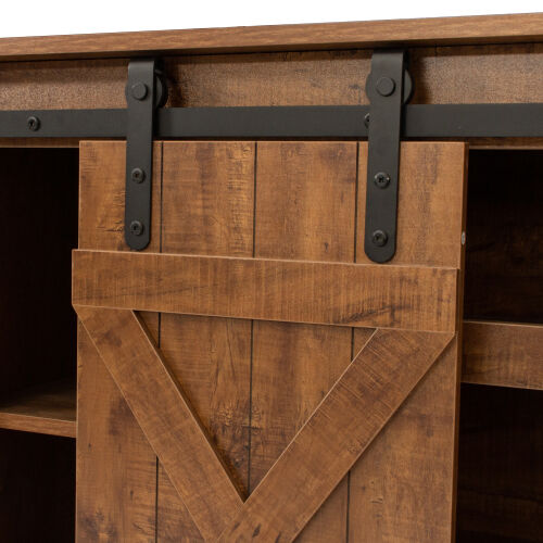 Soporte para TV con puerta de granero corrediza Farmhouse para TV de hasta 65 pulgadas, color blanco