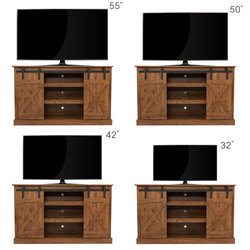 Soporte para TV con puerta de granero corrediza Farmhouse para TV de hasta 65 pulgadas, color blanco