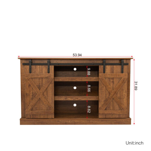 Soporte para TV con puerta de granero corrediza Farmhouse para TV de hasta 65 pulgadas, color blanco