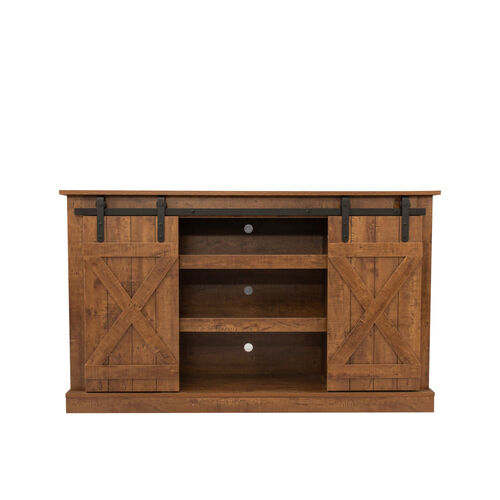 Soporte para TV con puerta de granero corrediza Farmhouse para TV de hasta 65 pulgadas, color blanco