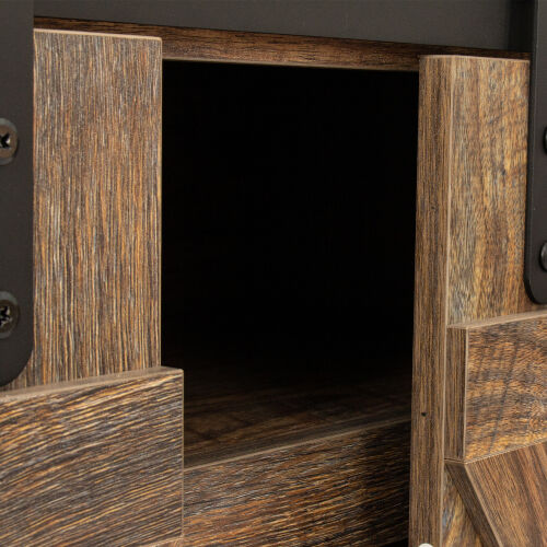 Soporte de TV con puerta de granero corrediza de granja para TV de hasta 65 pulgadas, Espresso