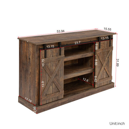 Soporte de TV con puerta de granero corrediza de granja para TV de hasta 65 pulgadas, Espresso