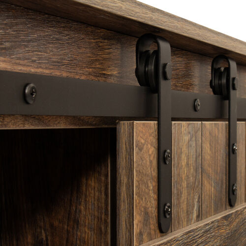 Soporte de TV con puerta de granero corrediza de granja para TV de hasta 65 pulgadas, Espresso