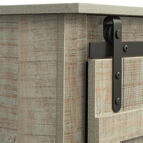 Soporte para TV con puerta de granero corrediza Farmhouse para TV de hasta 65 pulgadas, gris