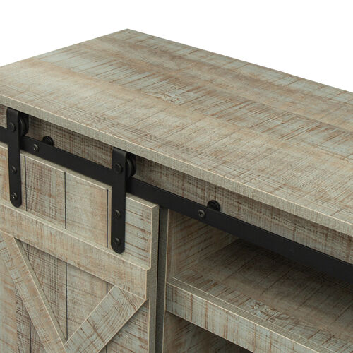 Soporte para TV con puerta de granero corrediza Farmhouse para TV de hasta 65 pulgadas, gris
