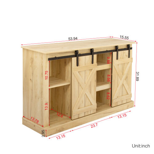 Soporte de TV para puerta de granero corrediza Farmhouse para TV de hasta 65 pulgadas, marrón claro