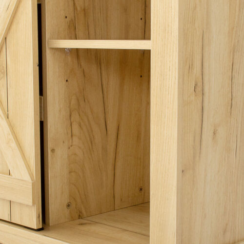 Soporte de TV para puerta de granero corrediza Farmhouse para TV de hasta 65 pulgadas, marrón claro