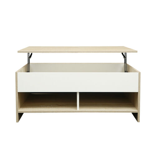 Mesa de centro elevable con almacenamiento oculto y 2 estantes abiertos para sala de estar, sala de recepción, oficina
