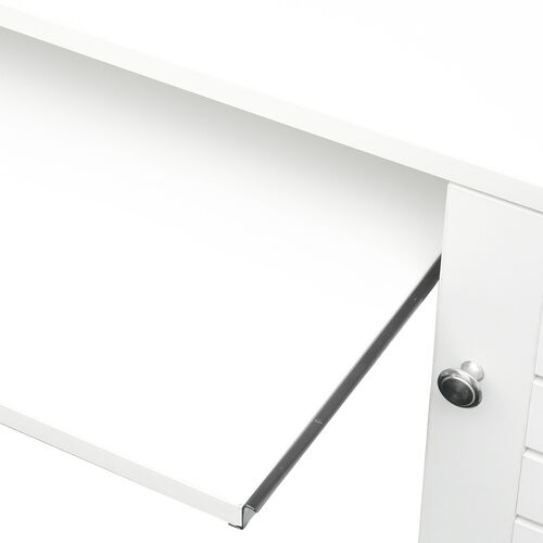 Escritorio para computadora de oficina en casa con aparador, acabado en blanco envejecido