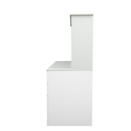 Escritorio para computadora de oficina en casa con aparador, acabado en blanco envejecido