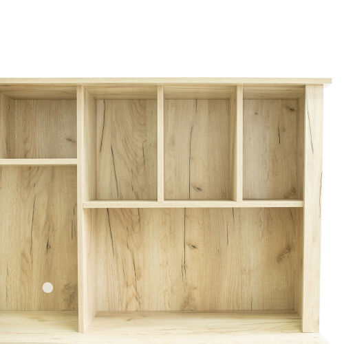 Escritorio para computadora de oficina en casa con aparador, acabado en roble envejecido