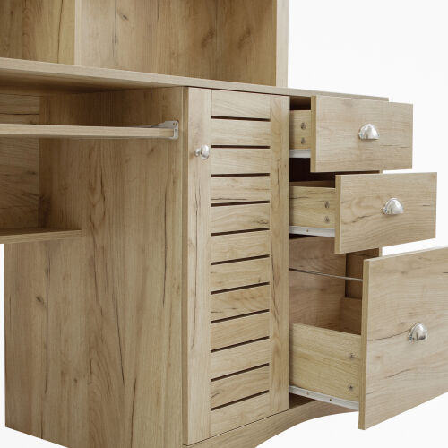 Escritorio para computadora de oficina en casa con aparador, acabado en roble envejecido