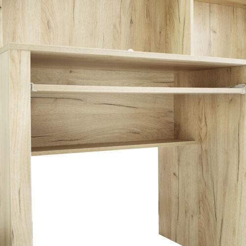 Escritorio para computadora de oficina en casa con aparador, acabado en roble envejecido