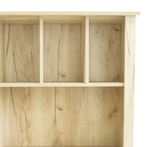 Escritorio para computadora de oficina en casa con aparador, acabado en roble envejecido