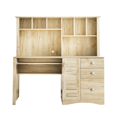 Escritorio para computadora de oficina en casa con aparador, acabado en roble envejecido