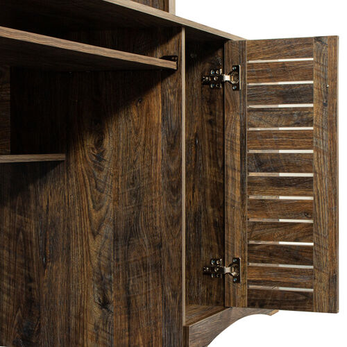 Escritorio para computadora de oficina en casa con aparador, acabado de pintura envejecida