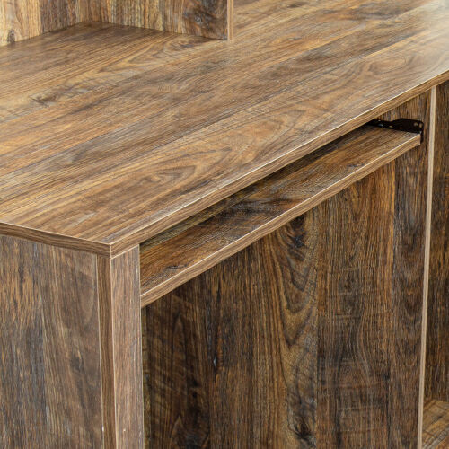 Escritorio para computadora de oficina en casa con aparador, acabado de pintura envejecida