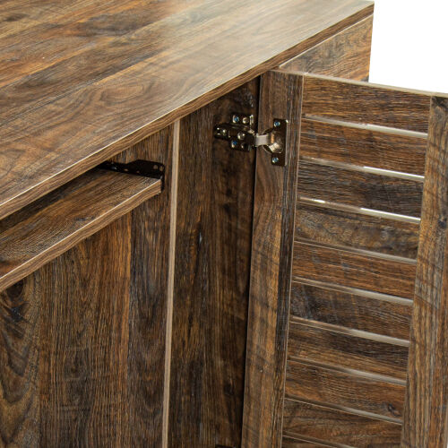 Escritorio para computadora de oficina en casa con aparador, acabado de pintura envejecida