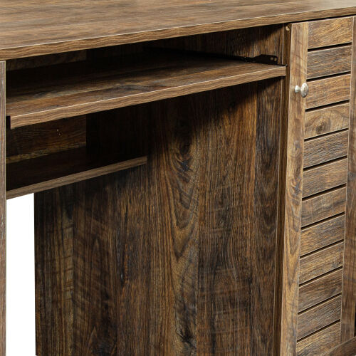 Escritorio para computadora de oficina en casa con aparador, acabado de pintura envejecida