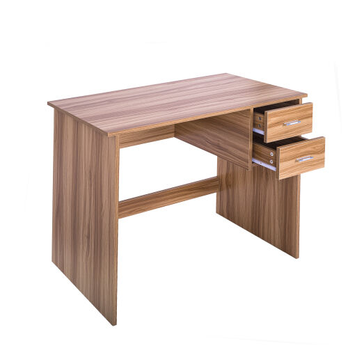 Escritorio para computadora con 2 cajones de almacenamiento extraíbles y marco de madera estable, ROBLE