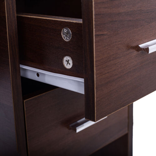 Escritorio para computadora con 2 cajones de almacenamiento extraíbles y marco de madera estable, nogal