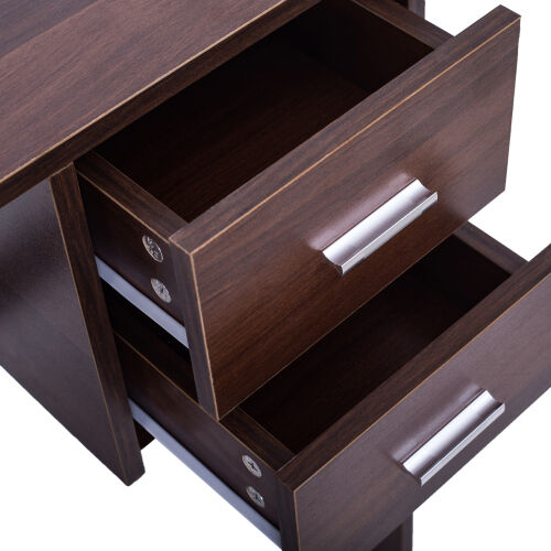 Escritorio para computadora con 2 cajones de almacenamiento extraíbles y marco de madera estable, nogal