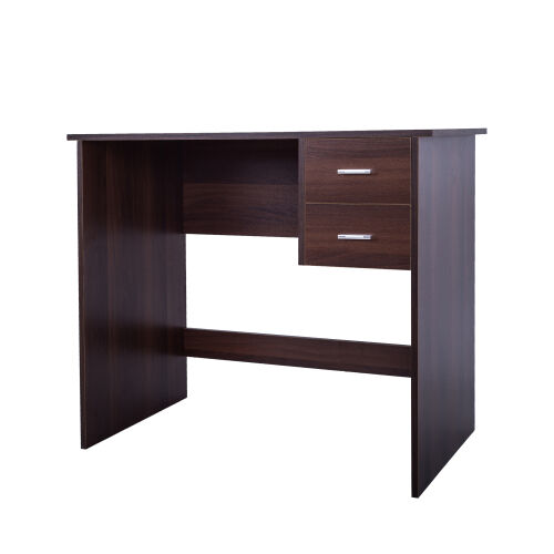 Escritorio para computadora con 2 cajones de almacenamiento extraíbles y marco de madera estable, nogal