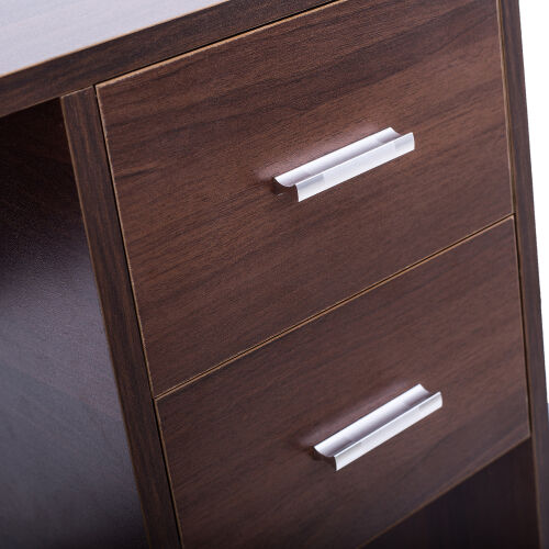 Escritorio para computadora con 2 cajones de almacenamiento extraíbles y marco de madera estable, nogal