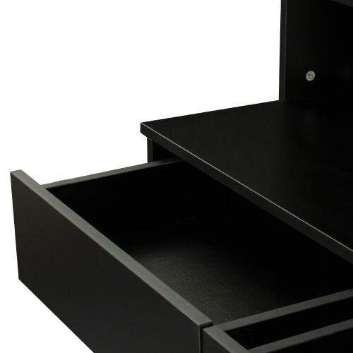 Mesa de maquillaje rectangular con espejo, bombilla de 10 lámparas, para dormitorio, negro