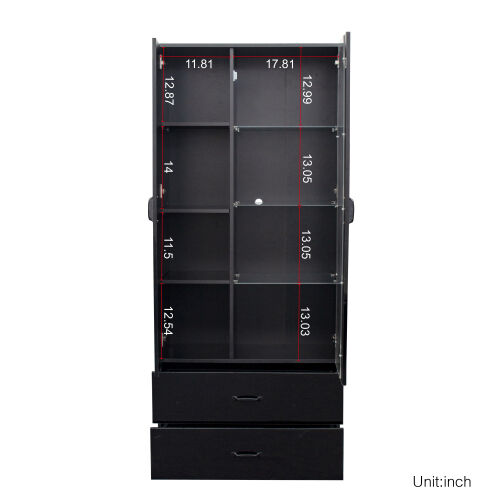 Mueble lateral con estantería, cajones, mueble lateral negro para ropa