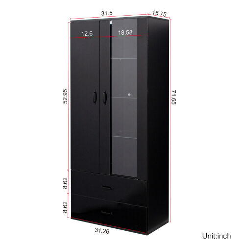 Mueble lateral con estantería, cajones, mueble lateral negro para ropa