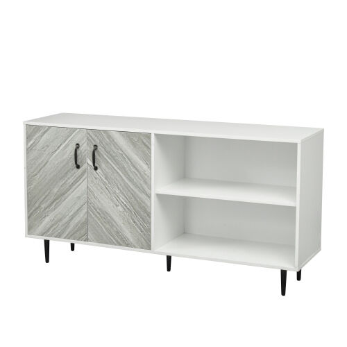 Mueble con 2 puertas y 3 estantes abiertos