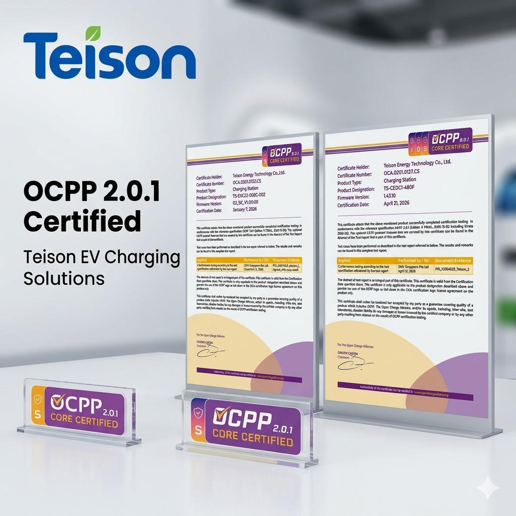  Teison AC & DC Şarj Cihazlarının Tamamı Resmi Olarak OCA OCPP 2.0.1 Sertifikalıdır