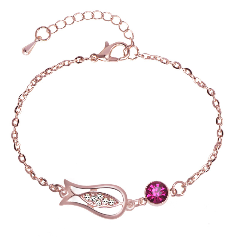 JF1-14 Vintage Rose Gold Cute Fish Charm Bracelet Women Crystal Bracelet JF1-14 Vintage Rose Gold Cute Fish Charm Bracelet Women Crystal Bracelet