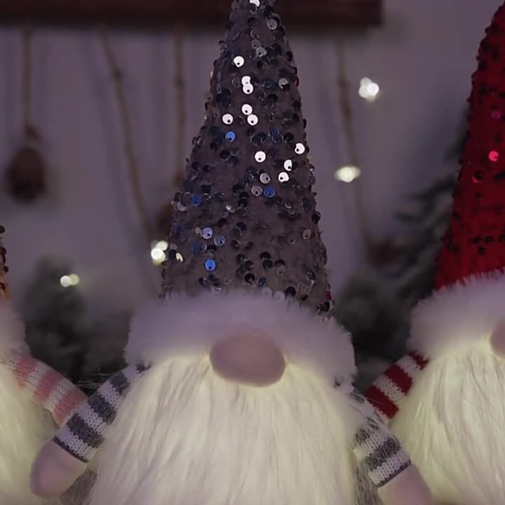Christmas Sequins Hat gnome With Light