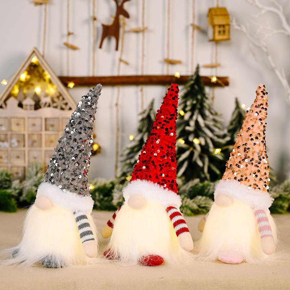 Christmas Sequins Hat gnome With Light