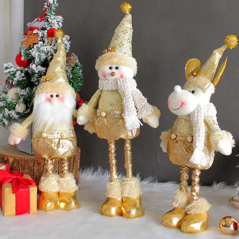 Golden Christmas retractable doll