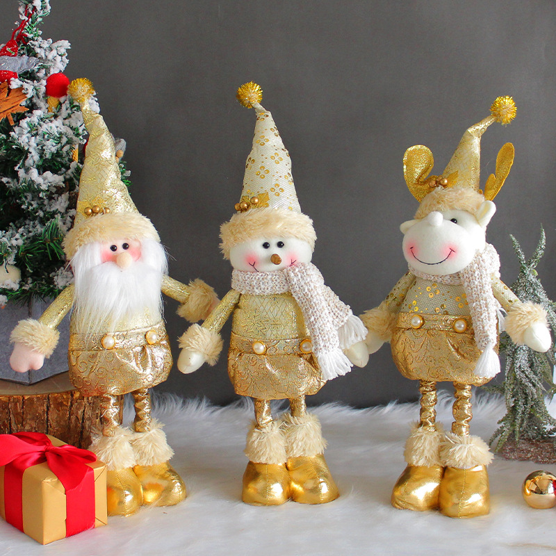 Golden Christmas retractable doll