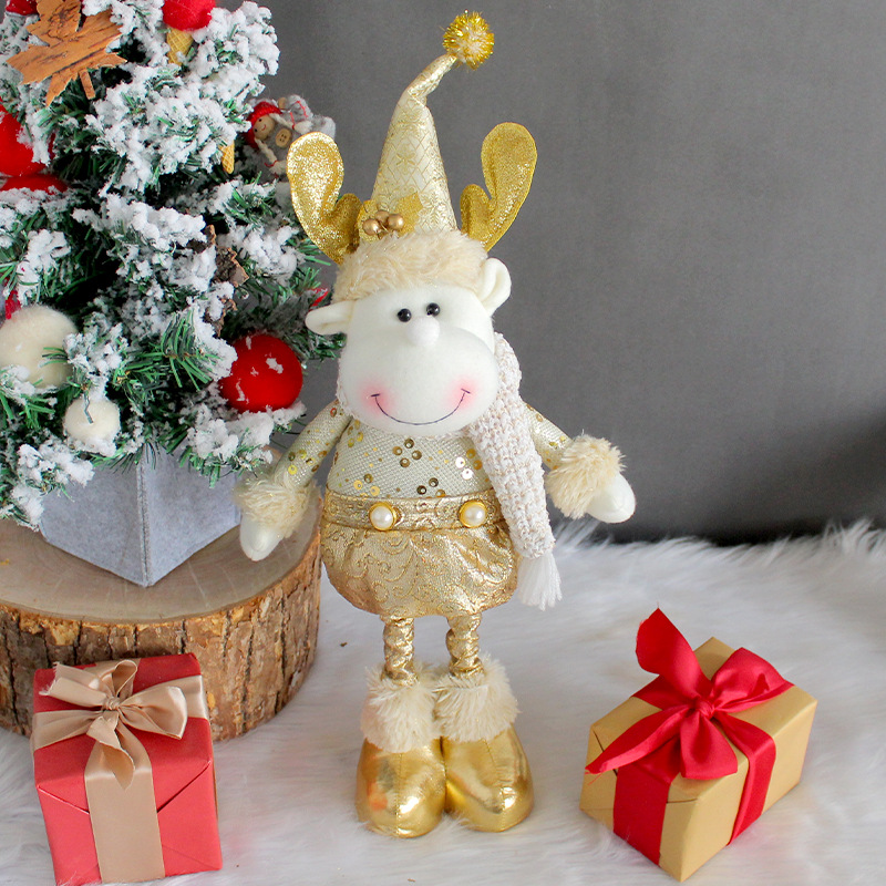 Golden Christmas retractable doll