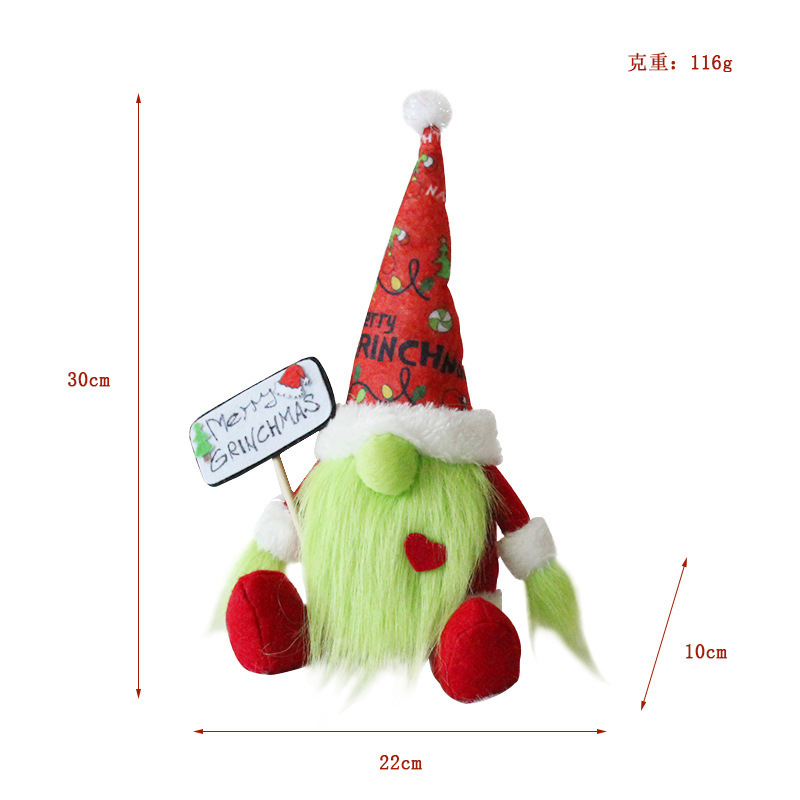 Green hair faceless doll