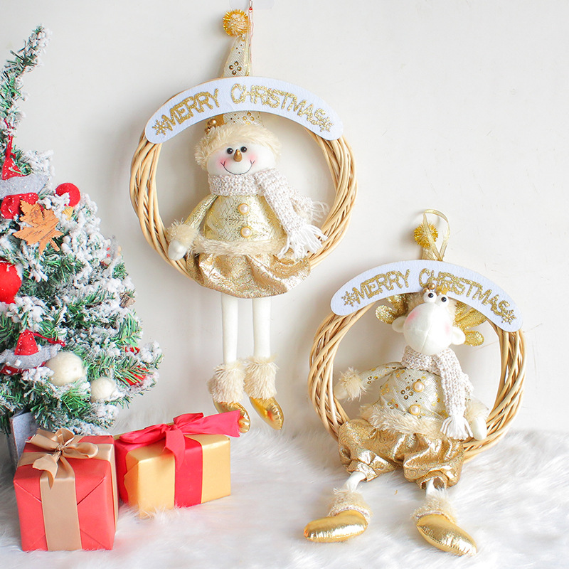 Golden Christmas doll garland