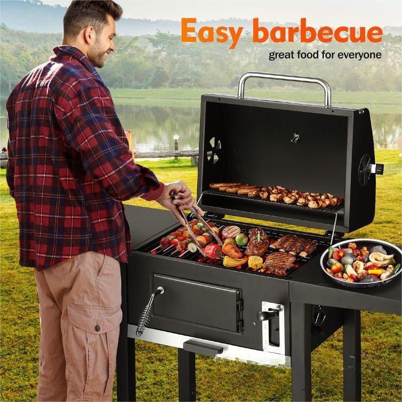 Double side plate trolley charcoal grill