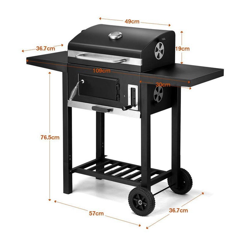 Double side plate trolley charcoal grill