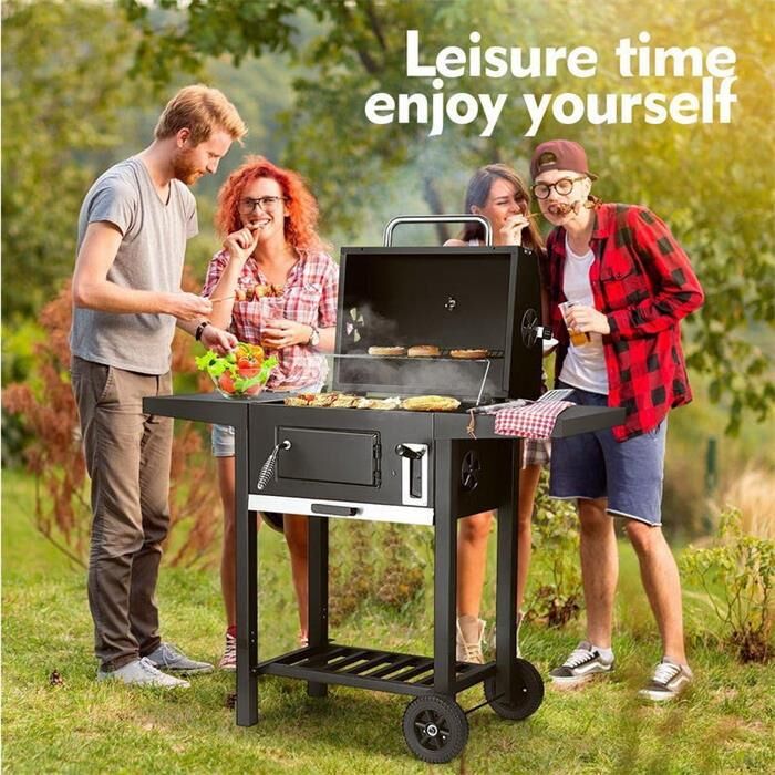 Double side plate trolley charcoal grill