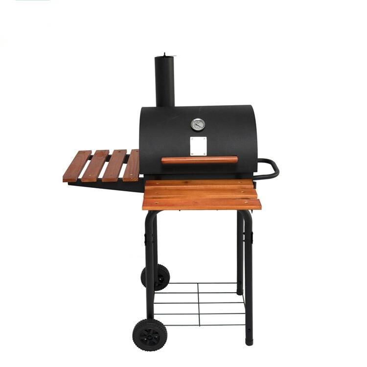 Trolley Smoker Charcoal Grill with wooden table Trolley Smoker Charcoal Grill with wooden table