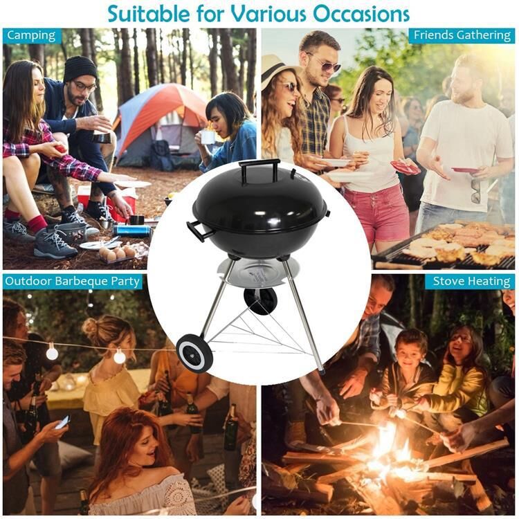 17-Inch apple shape tripod barbecue grill