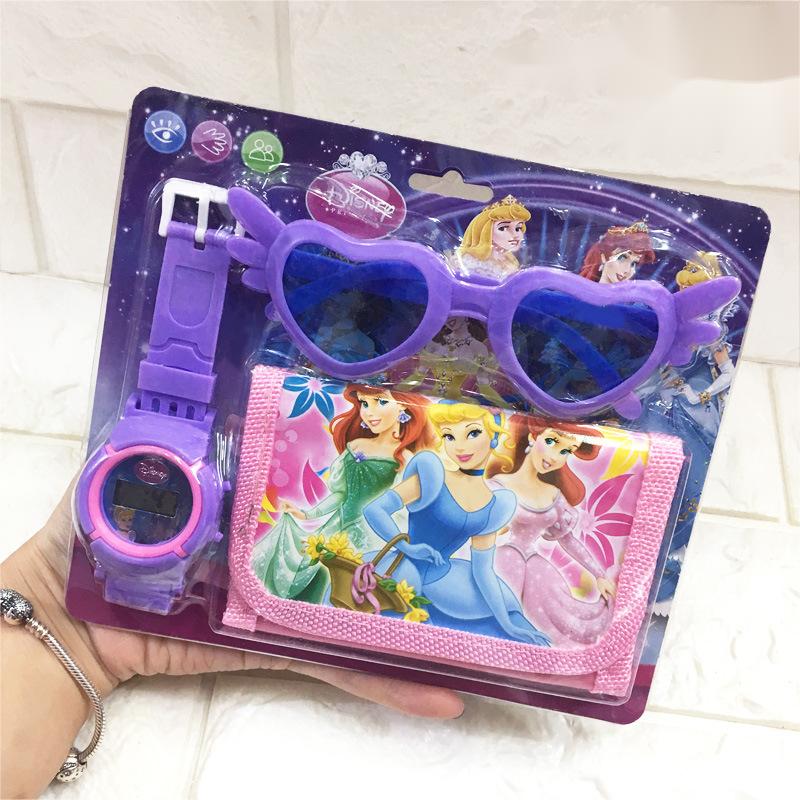 Children Quartz Watch Girl Wallet Glasses Set