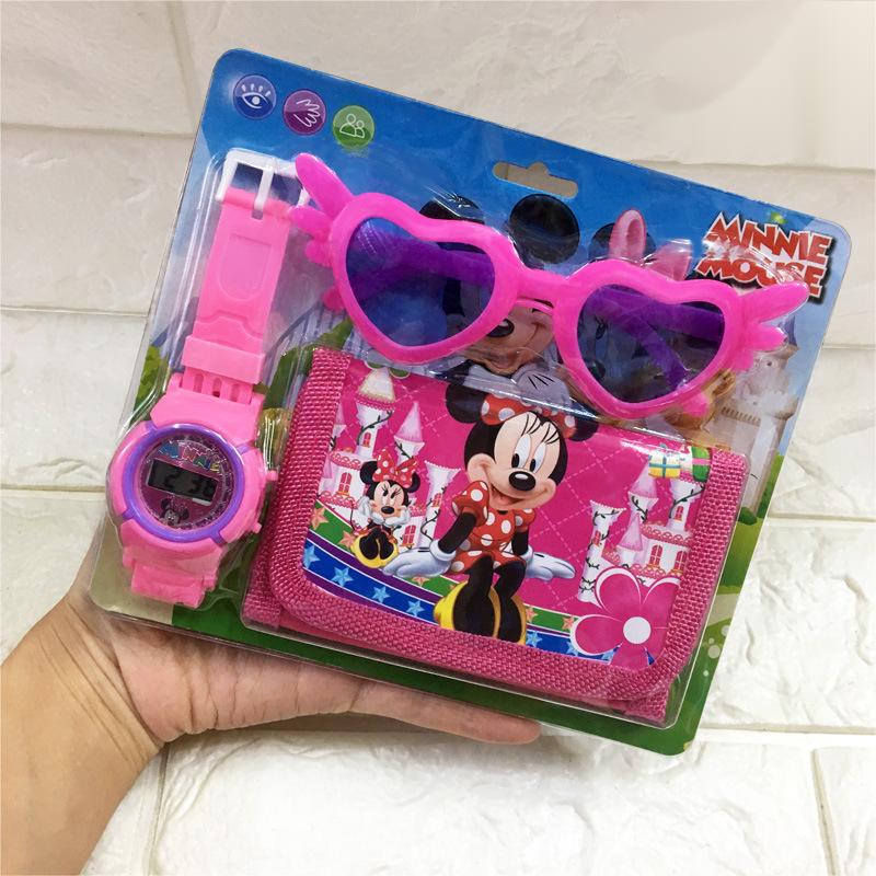 Children Quartz Watch Girl Wallet Glasses Set