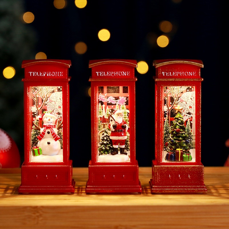 Christmas Luminous telephone booth ornament